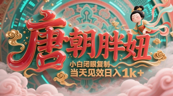 用AI克隆“唐朝胖妞”日更3条,平台疯狂推流,小白闭眼复制,当天见效,日入1k+-风淘社