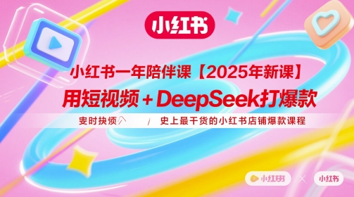小红书一年陪伴课【2025年新课】,用短视频+deepSeek打爆款,史上最干货的小红书店铺爆款课程-风淘社