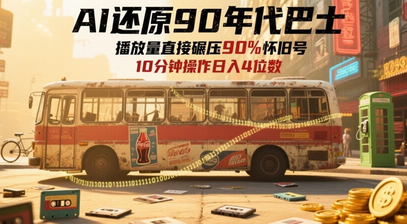 AI还原90年代巴士,一帧就让70后泪崩,播放量直接碾压90%怀旧号,每天操作十分钟,日入四位数-风淘社