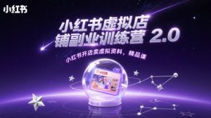 小红书虚拟店铺副业训练营2.0,小红书开店卖虚拟资料,精品课-风淘社