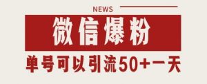 微信爆粉，私域暴力引流打法日引千粉 单号日进50+【揭秘】-风淘社