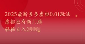 2025最新多多虚拟0.01玩法！虚拟也有新世界，轻松日入1k+-风淘社
