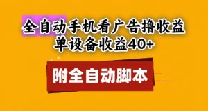 全自动看广告撸收益，单设备收益40+，可矩阵，附脚本，小白必选【揭秘】-风淘社
