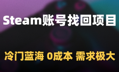 Steam账号找回项目,冷门蓝海,0成本,需求极大-风淘社