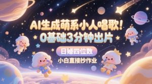 AI生成萌系小人唱歌,0基础3分钟出片,28个作品涨粉8.9W,单条最高19W赞,日入四位数,小白直接抄作业-风淘社