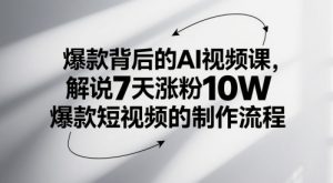 爆款背后的AI视频课,解说7天涨粉10W爆款短视频的制作流程-风淘社