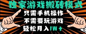 独家游戏搬砖模式，单手机即可操作，全自动挂机，无需玩游戏，月入1W+【揭秘】-风淘社