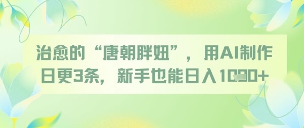 治愈的“唐朝胖妞”,用AI制作日更3条,新手也能日入多张-风淘社
