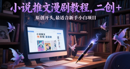 小说推文漫剧教程，二创+原创开头，最适合新手小白项目-风淘社