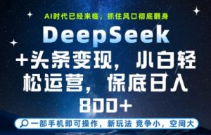 DeepSeek+头条变现,保姆级教学,小白轻松上手,日入8张+【揭秘】-风淘社