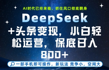 DeepSeek+头条变现,保姆级教学,小白轻松上手,日入8张+【揭秘】-风淘社