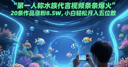 第一人称水族代言视频条条爆火,20条作品涨粉8.5W,小白轻松月入五位数-风淘社