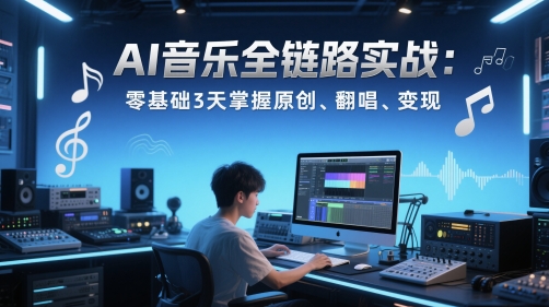 AI音乐全链路实战变现课:零基础3天掌握原创、翻唱、变现-风淘社