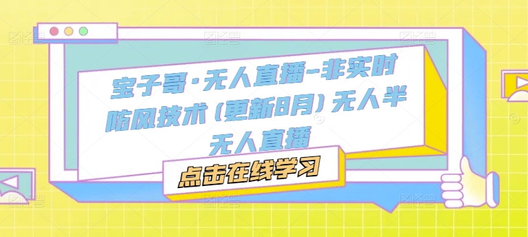 宝子哥·无人直播-非实时防风技术(更新25年5月)无人半无人直播-风淘社