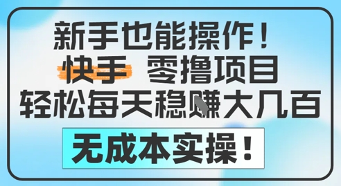 新手也能操作,快手零撸挣米,轻松每天挣2-5张,完全无成本-风淘社