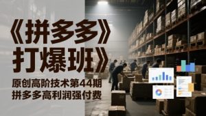 《拼多多打爆班》原创高阶技术第44期,拼多多高利润强付费-风淘社