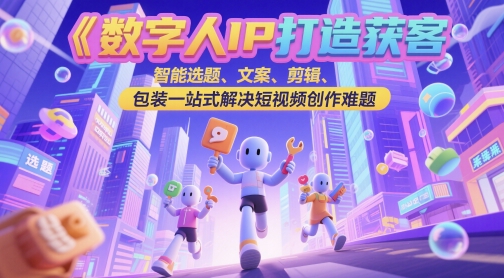 数字人IP打造获客变现实操课，智能选题、文案、剪辑、包装一站式解决短视频创作难题-风淘社