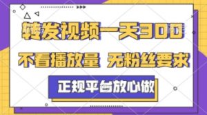 转发视频一天3张+，正规平台放心做，不看播放量，不看粉丝量，一个任务几分钟完成【揭秘】-风淘社