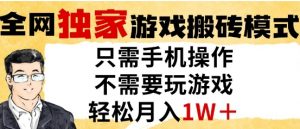 独家游戏搬砖模式，单手机即可操作，全自动挂G，无需玩游戏，月入1W+【揭秘】-风淘社