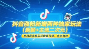 抖音涨粉新增两种独家玩法（新颖+主流二次元），全网最完整的抖音起号课，亲测有效-风淘社
