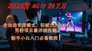2025男粉计划7.0，全自动变现模式，轻松日入5张+，新手小白必看课程-风淘社