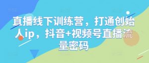直播线下训练营,打通创始人ip,抖音+视频号直播流量密码-风淘社
