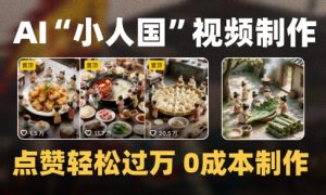 爆款1000W+播放微缩景观迷你小人国AI视频0成本制作全流程教学-风淘社
