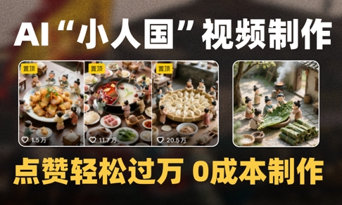 爆款1000W+播放微缩景观迷你小人国AI视频0成本制作全流程教学-风淘社