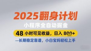 2025翻身计划小程序全自动掘金,48小时可见收益,日入多张+,长期稳定靠谱,小白宝妈轻松上手【揭秘】-风淘社