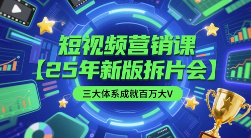 短视频营销课【25年新版拆片会】三大体系成就百万大V,包含正课、拆片会、手把手教学直播课等-风淘社