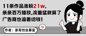 11条作品涨粉21W，条条百W播放，流量猛就算了，广告商也追着给钱-风淘社