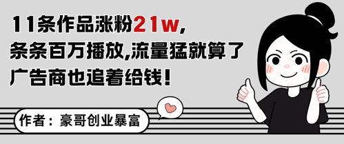 11条作品涨粉21W，条条百W播放，流量猛就算了，广告商也追着给钱-风淘社