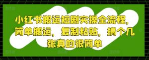 小红书搬运短剧实操全流程,简单搬运,复制粘贴,搞个几张真的很简单-风淘社