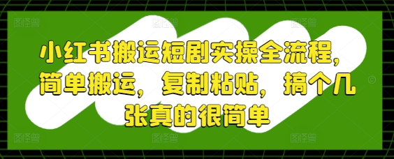 小红书搬运短剧实操全流程,简单搬运,复制粘贴,搞个几张真的很简单-风淘社