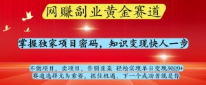 网创副业黄全赛道，掌握独家项目密码，知识变现快人一步，告别韭菜轻松实现单日变现1k+【揭秘】-风淘社