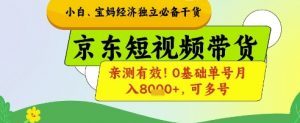 小白宝妈经济独立必备干货,京东短视频带货,亲测有效!0基础单号月入8k+,可多号【揭秘】-风淘社