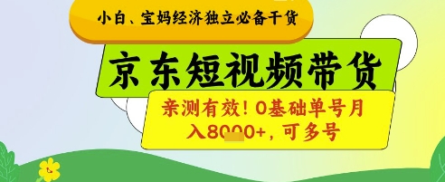 小白宝妈经济独立必备干货,京东短视频带货,亲测有效!0基础单号月入8k+,可多号【揭秘】-风淘社