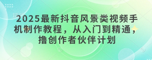 2025最新抖音风景类视频手机制作教程，从入门到精通，撸创作者伙伴计划-风淘社