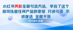 小红书男粉引流 学会了这个变现很容易，不讲废话全程针对男人的打法 全程干货-风淘社