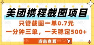美团携程截图项目，只管截图一单0.7元，一分钟三单，一天稳定5张+【揭秘】-风淘社