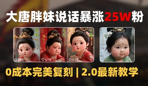 AI大唐胖贵妃说话2.0,40条视频暴涨40w粉,附独家变现攻略-风淘社