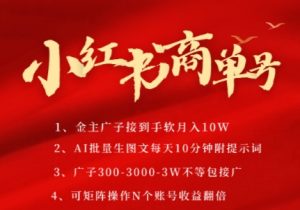 小红书商单号,AI轻松制作PLOG图文,商单接到手软3张-3k一条,每天轻松十分钟,矩阵n个账号,月入几个W-风淘社