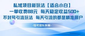 私域项目新玩法【适合小白】 一单收费88.每天稳定收益几张-风淘社