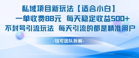 私域项目新玩法【适合小白】 一单收费88.每天稳定收益几张-风淘社