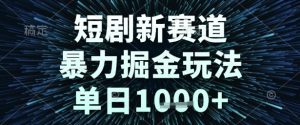 短剧新赛道，暴力掘金玩法，单日1k+【揭秘】-风淘社