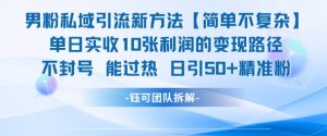 男粉私域引流新方法，单日收10张利润，日引流50+精准粉-风淘社