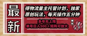 最新得物流量主托管计划，独家原创玩法，每天操作五分钟，多号无上限，单号日入5张+矩阵可放大【揭秘】-风淘社