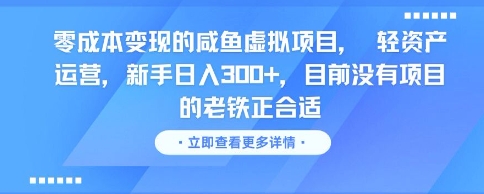 零成本变现的咸鱼虚拟项目， 轻资产运营，新手日入3张+，目前没有项目的老铁正合适-风淘社