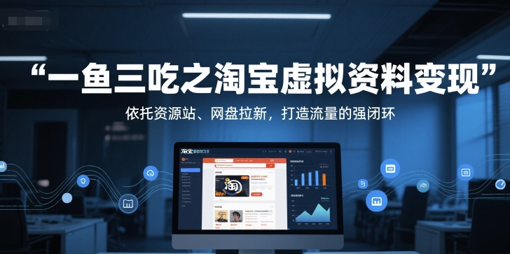 一鱼三吃之淘宝虚拟资料变现，依托资源站、网盘拉新，打造流量的强闭环-风淘社