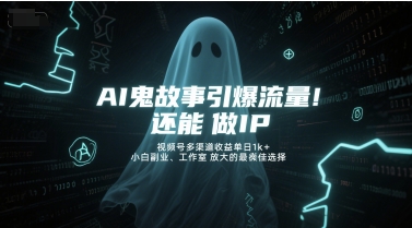 AI鬼故事引爆流量,还能做IP,视频号多渠道收益单日1k+,小白副业、工作室放大的最佳选择-风淘社